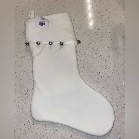 4 pack - White Fuzzy Christmas Stockings with Bells - NWT
